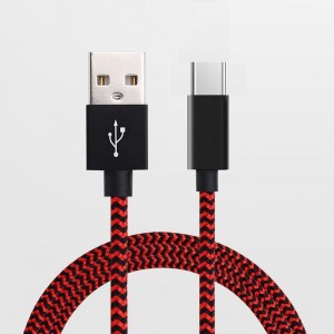 Tpye -C naar USB Stripe Nylon briaded datakabel